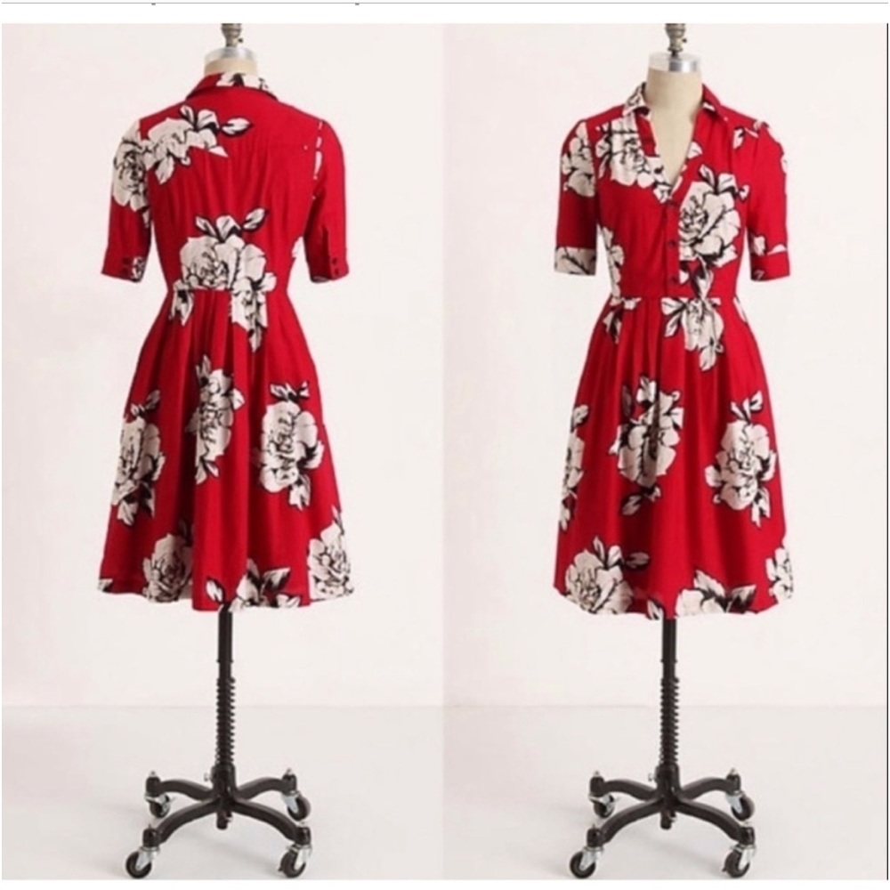 EUC Anthro Maeve Dagmar Floral Shirtdress Dress